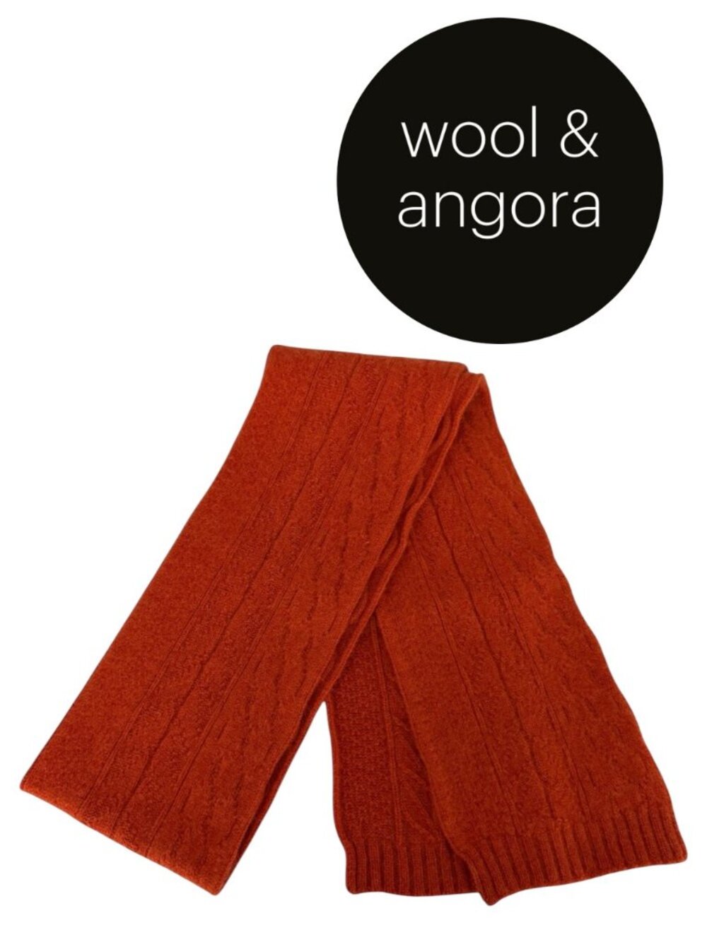 SIMONS Rust Orange Lambswool Angora Blend Ribbed Knit Scarf